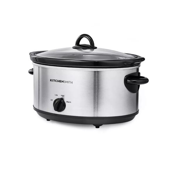 KitchenSmith by Bella 6qt Manual Slow Cooker - Stainless Steel - Picture 2 of 6